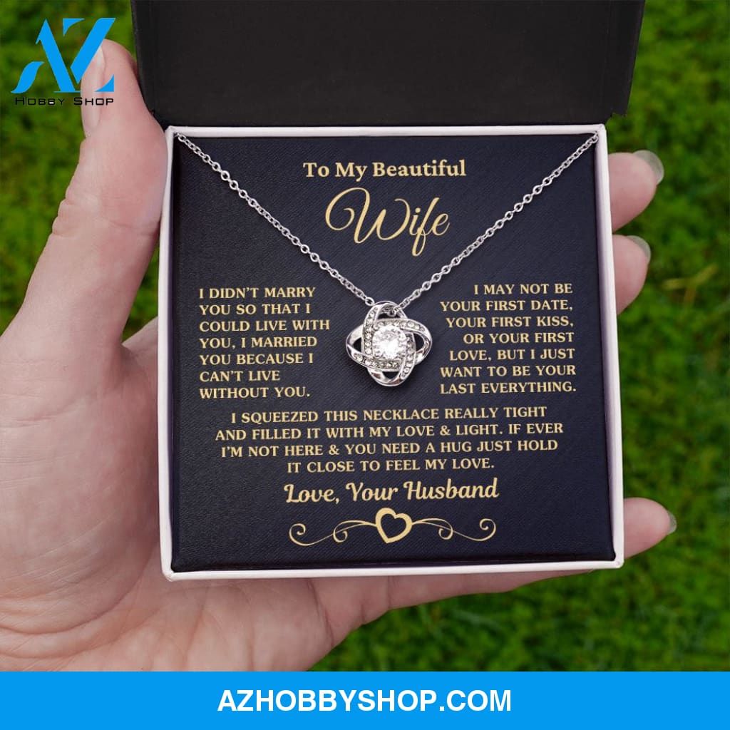 (Almost Sold Out) Gift for Wife "I Can't Live Without You" Gold Knot Necklace