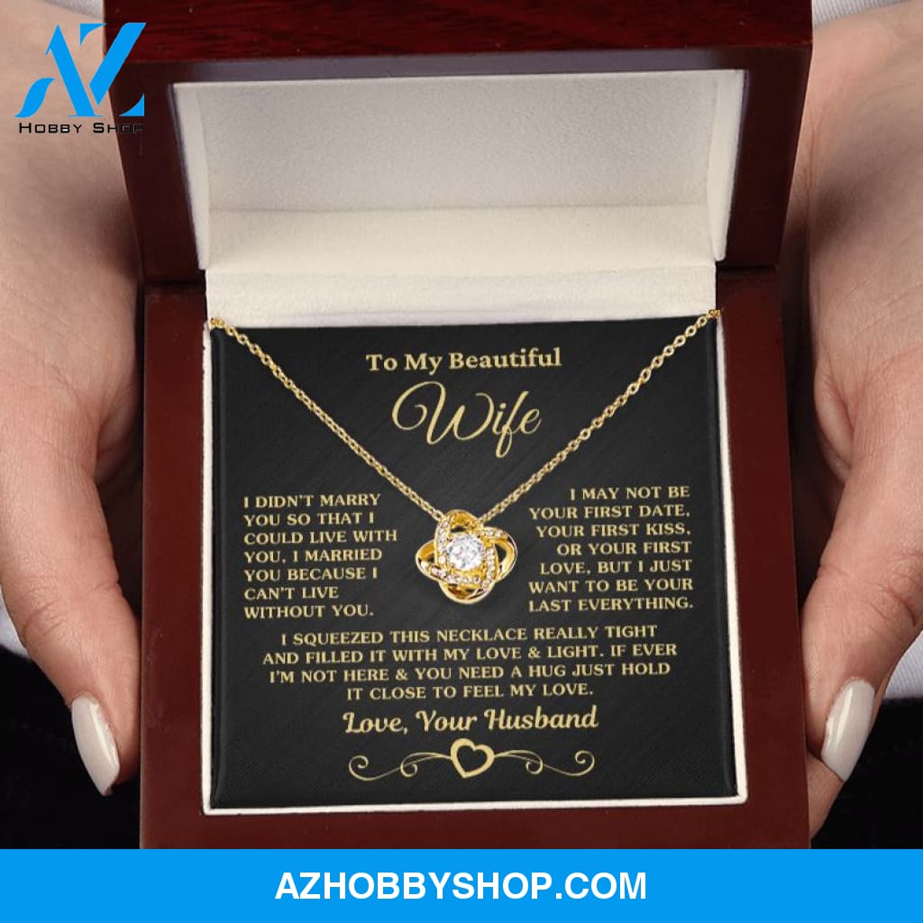 (Almost Sold Out) Gift for Wife "I Can't Live Without You" Gold Knot Necklace