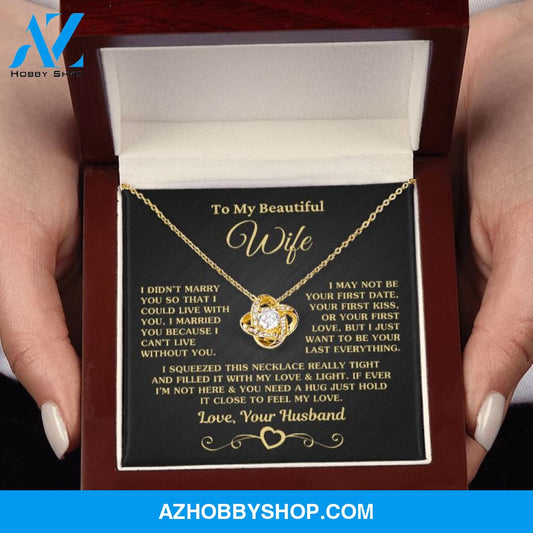 (Almost Sold Out) Gift for Wife "I Can't Live Without You" Gold Knot Necklace