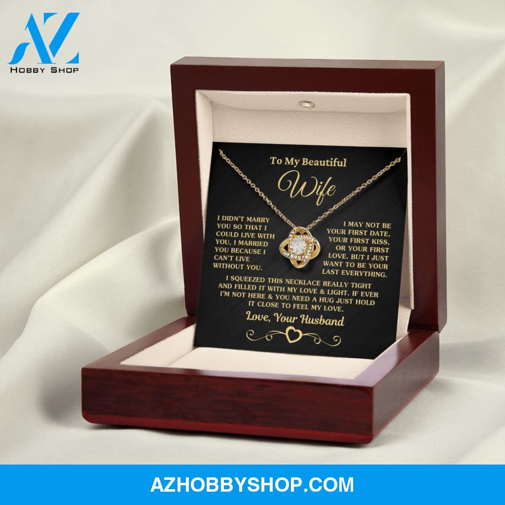(Almost Sold Out) Gift for Wife "I Can't Live Without You" Gold Knot Necklace