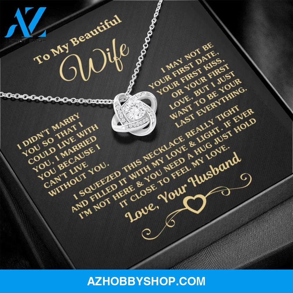 (Almost Sold Out) Gift for Wife "I Can't Live Without You" Gold Knot Necklace
