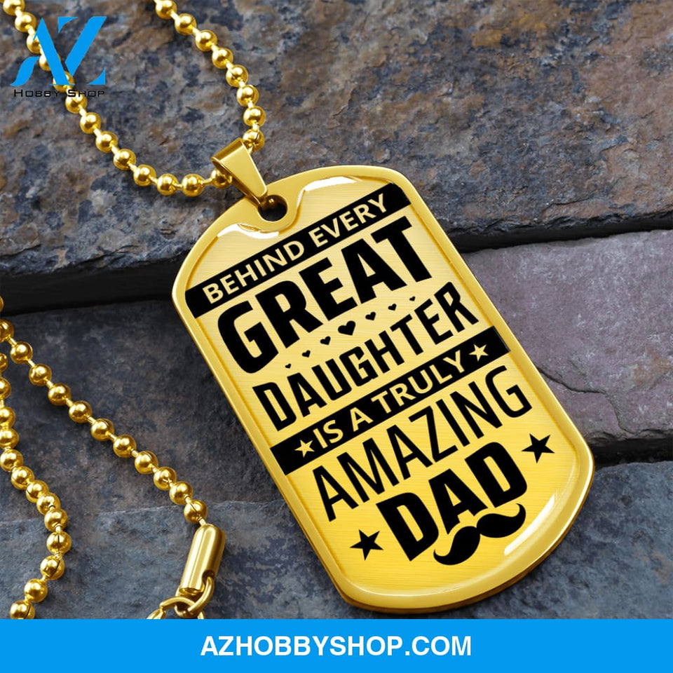 Amazing DAD - Graphical Dog Tag & Ball chain (steel)