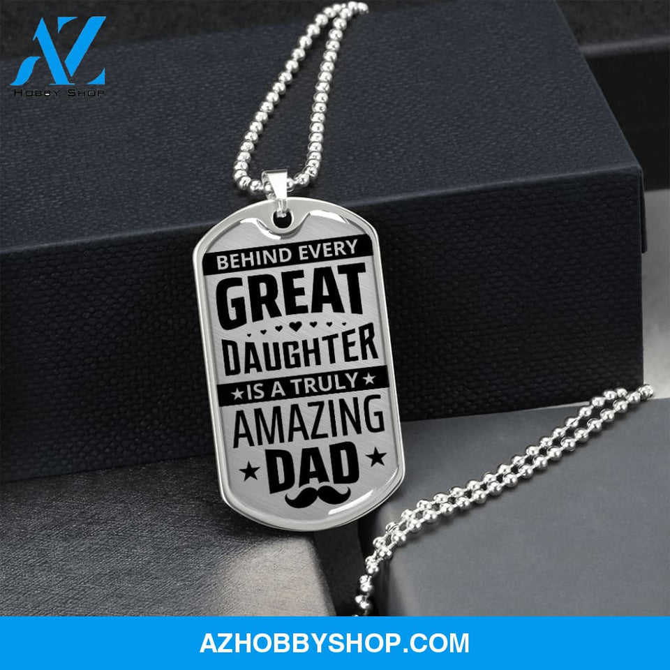 Amazing DAD - Graphical Dog Tag & Ball chain (steel)