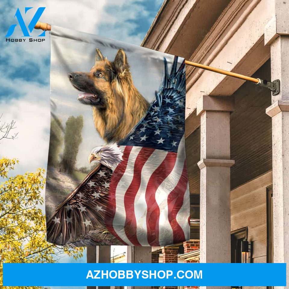 Amazing eagle, Beautiful US flag, German Shepherd dog - Jesus Flag
