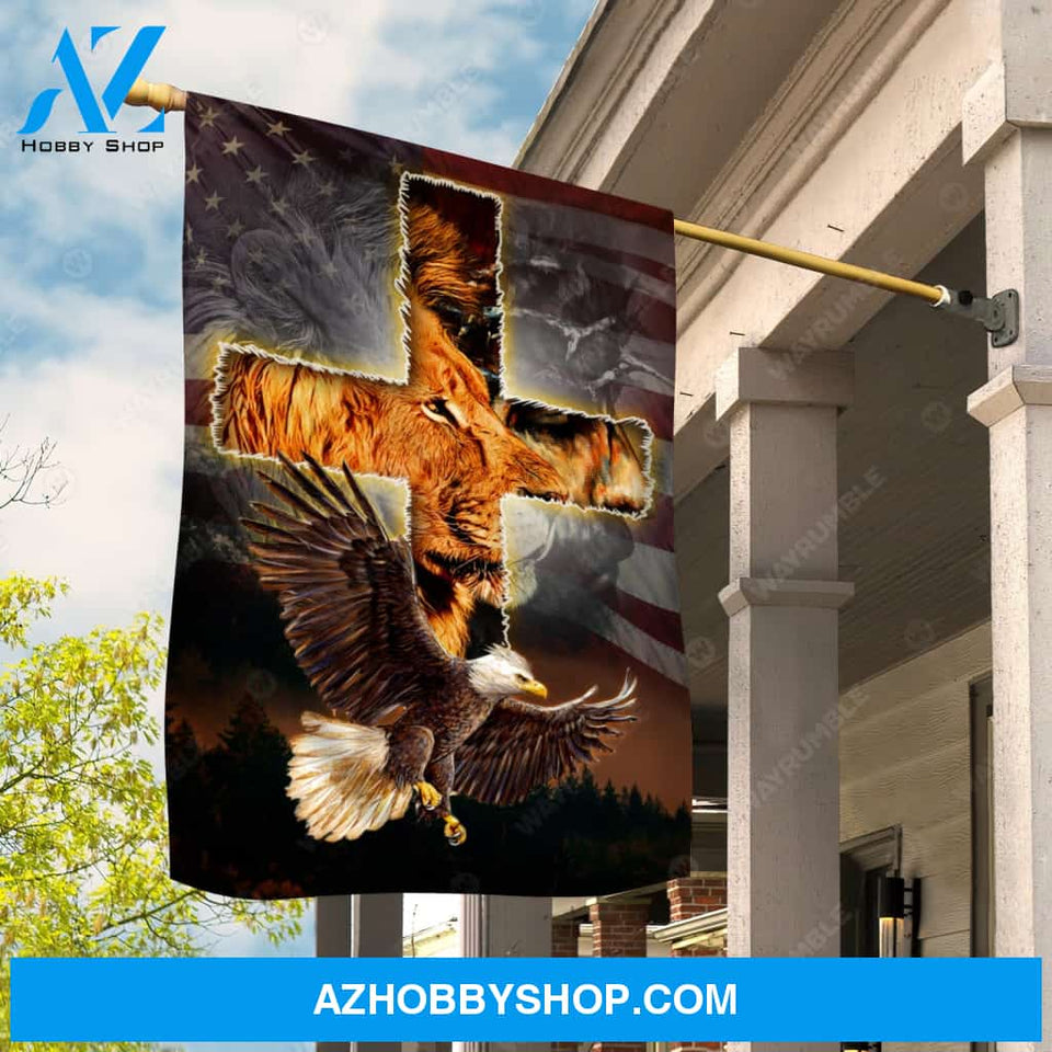Amazing eagle drawing, Cross symbol, Lion king, US flag - Jesus Flag
