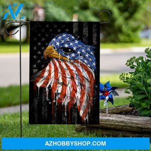 Amazing eagle drawing, US flag, Black background - Jesus Flag