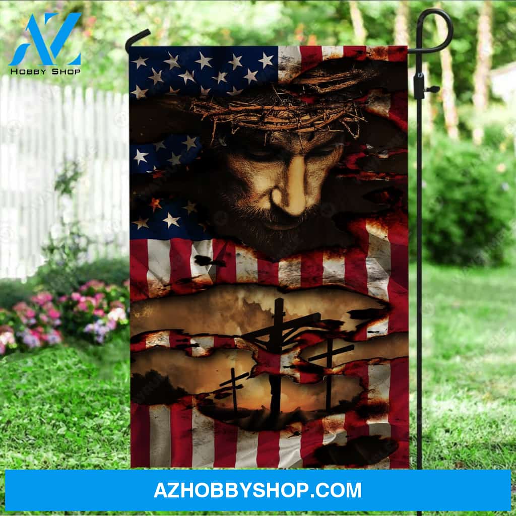 Amazing flag, The real face of Jesus, Crown of thorn, Cross - Jesus Flag