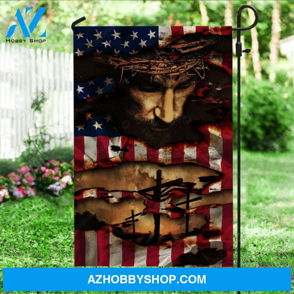 Amazing flag, The real face of Jesus, Crown of thorn, Cross - Jesus Flag