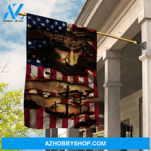 Amazing flag, The real face of Jesus, Crown of thorn, Cross - Jesus Flag