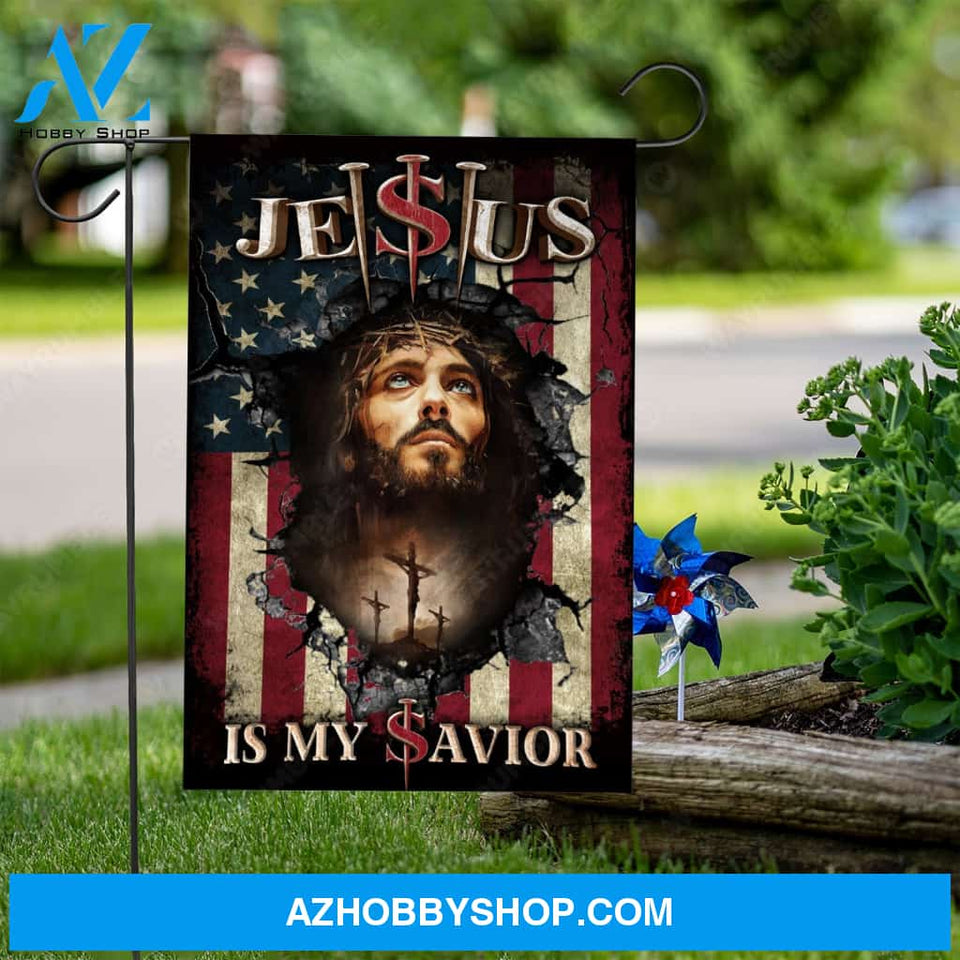 Amazing Jesus painting, Crown of thorn, US flag, Jesus is my savior - Jesus Flag