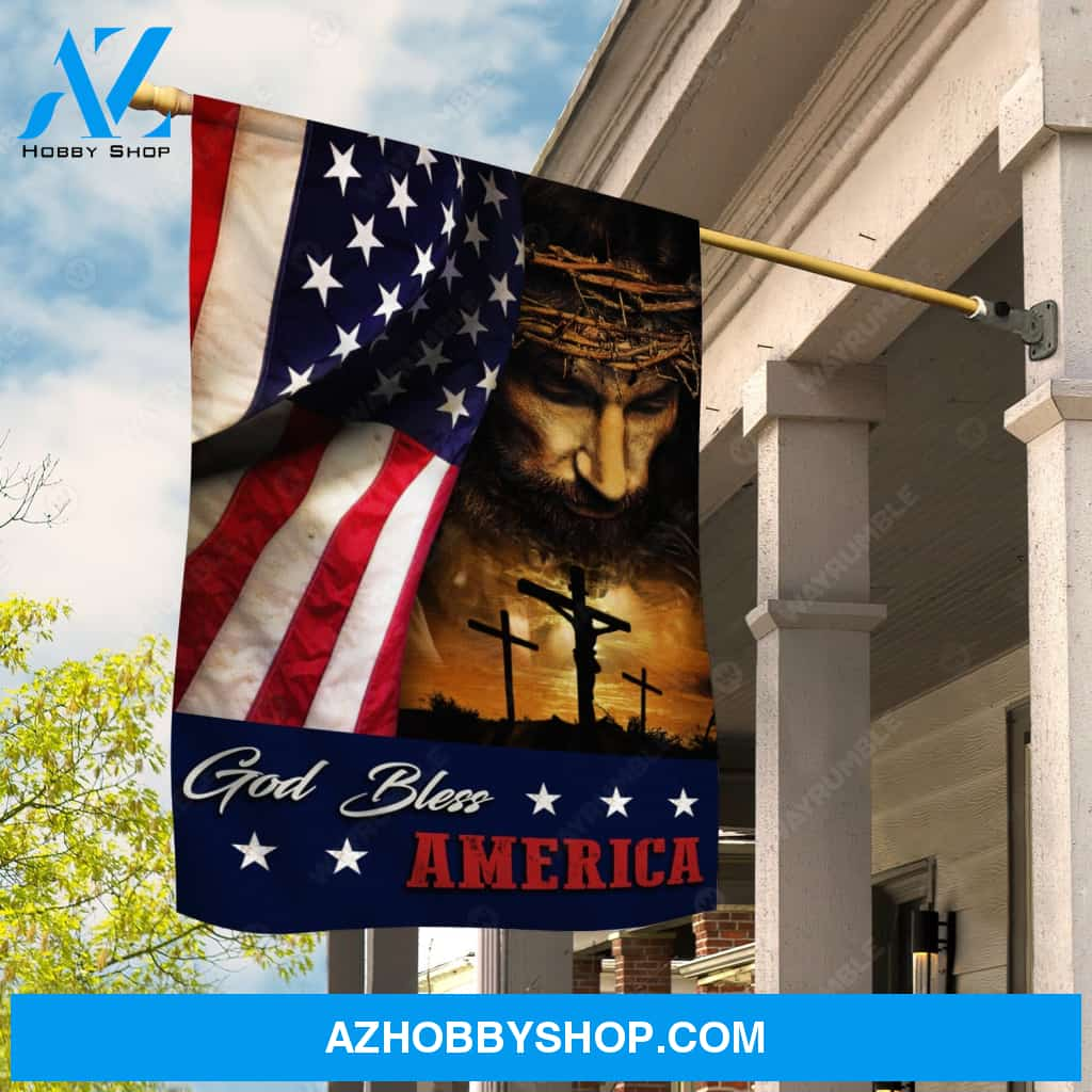 Amazing Jesus's face, Jesus on the cross, US flag drawing - Jesus Flag