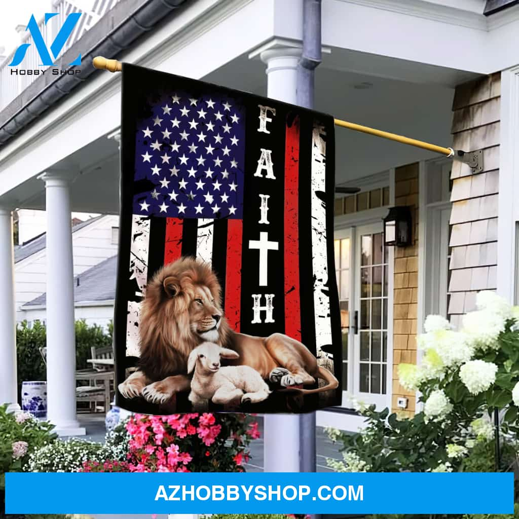 Amazing lion and lamb - Faith - Jesus Flag