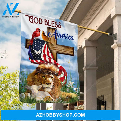 Amazing lion, Big cross, Cardinal drawing, US flag, God bless America - Jesus Flag