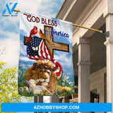 Amazing lion, Big cross, Cardinal drawing, US flag, God bless America - Jesus Flag
