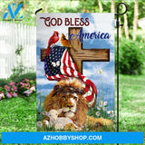 Amazing lion, Big cross, Cardinal drawing, US flag, God bless America - Jesus Flag