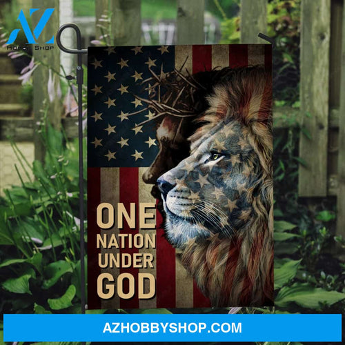Amazing lion, Stunning Jesus painting, Old US flag, One nation under God - Jesus Flag