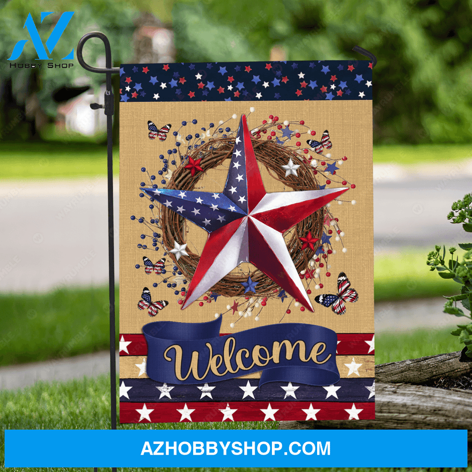 Amazing star, Cranberry wreath, Colorful butterfly, Welcome - Jesus Flag