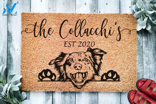 American Eskimo Personalized Custom Doormat Cloud Spitz Dog Eskie Welcome Mat Housewarming Gift Last Name Door mat