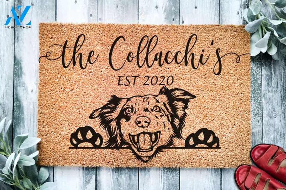 American Eskimo Personalized Custom Doormat Cloud Spitz Dog Eskie Welcome Mat Housewarming Gift Last Name Door mat