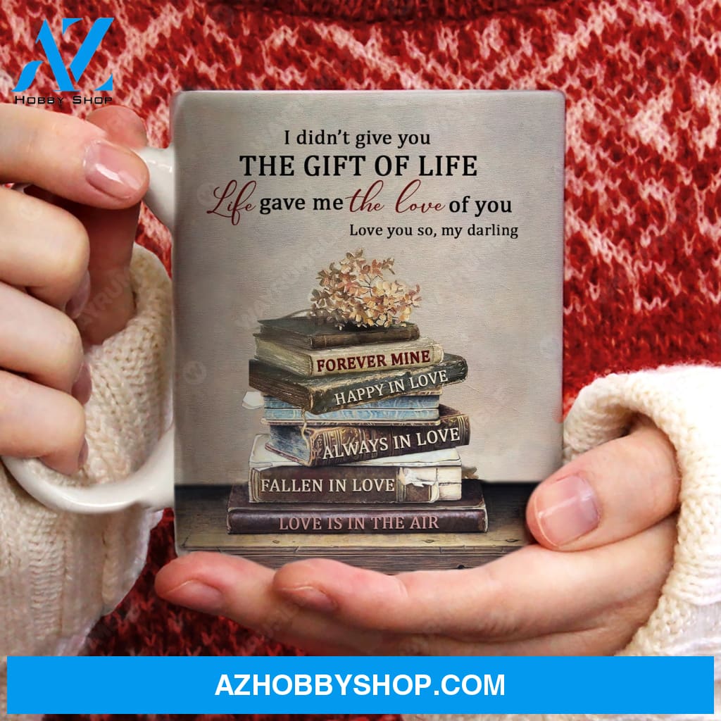 Antique book, Flower painting, Book lover, Life gave me the love of you - Couple AOP Mug