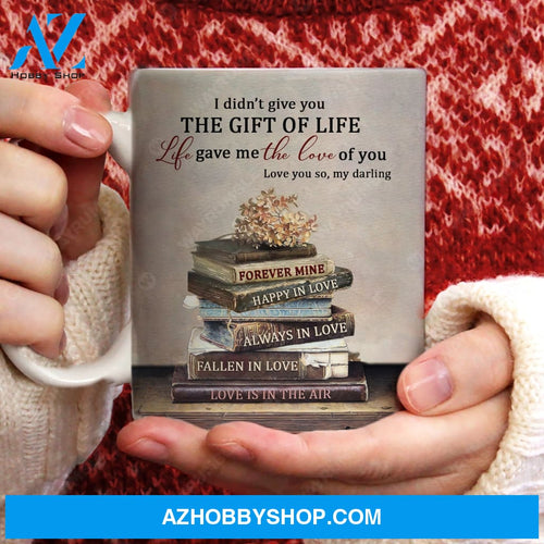 Antique book, Flower painting, Book lover, Life gave me the love of you - Couple AOP Mug