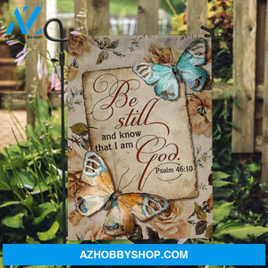 Antique butterfly, Vintage letter, Be still and know that I am God - Jesus Flag