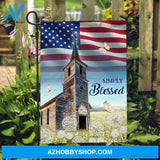 Antique church, Pretty dandelion field, White butterfly, US flag - Jesus Flag