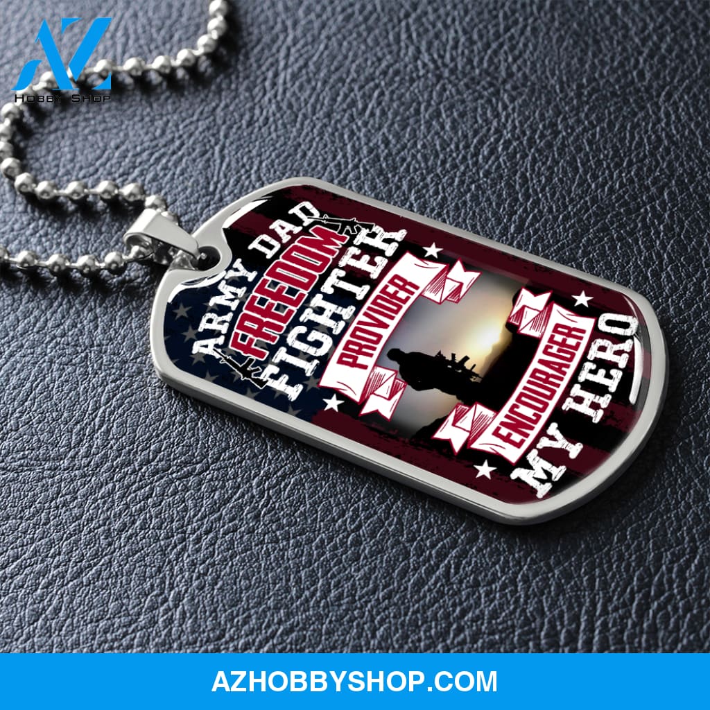 Army DAD My Hero - Graphical Dog Tag & Ball chain (steel)