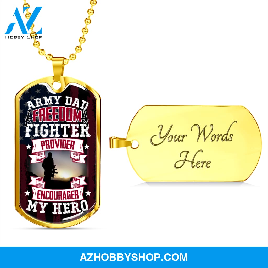Army DAD My Hero - Graphical Dog Tag & Ball chain (steel)