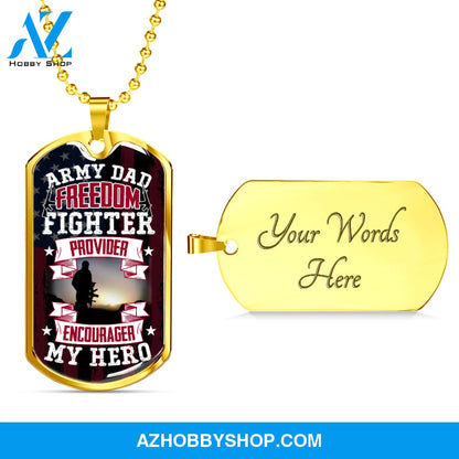 Army DAD My Hero - Graphical Dog Tag & Ball chain (steel)
