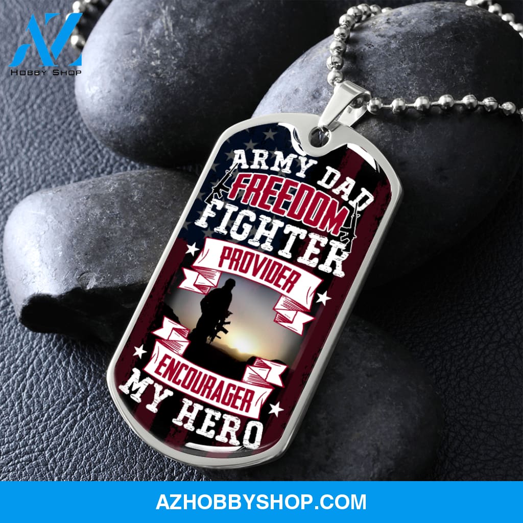 Army DAD My Hero - Graphical Dog Tag & Ball chain (steel)