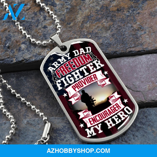 Army DAD My Hero - Graphical Dog Tag & Ball chain (steel)
