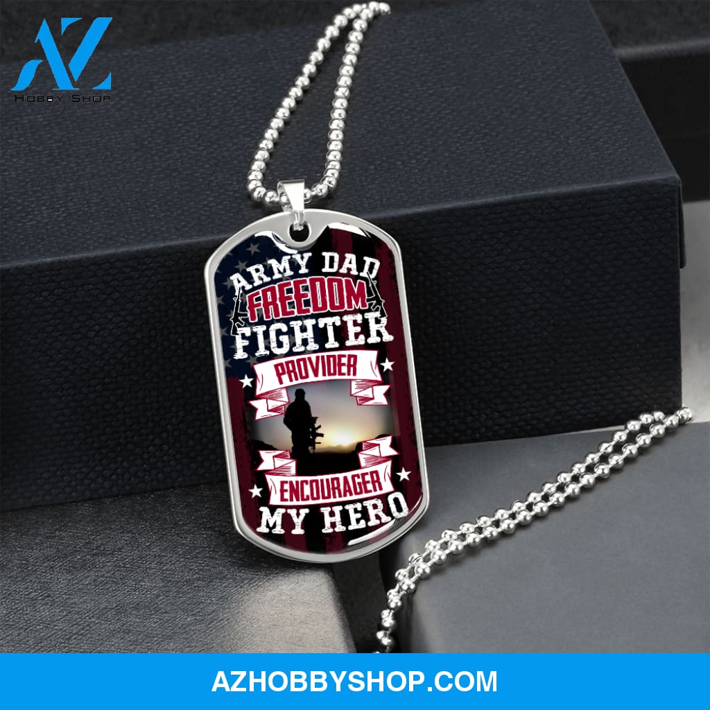 Army DAD My Hero - Graphical Dog Tag & Ball chain (steel)