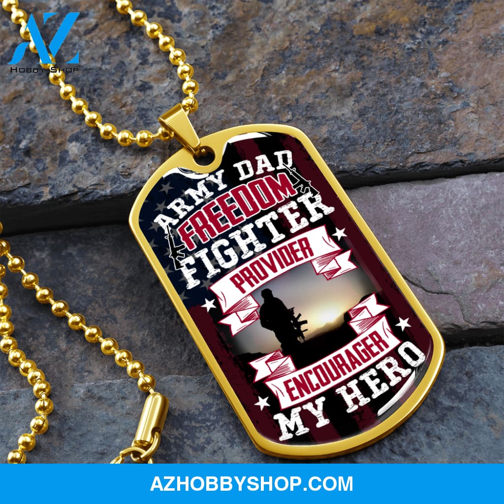 Army DAD My Hero - Graphical Dog Tag & Ball chain (steel)