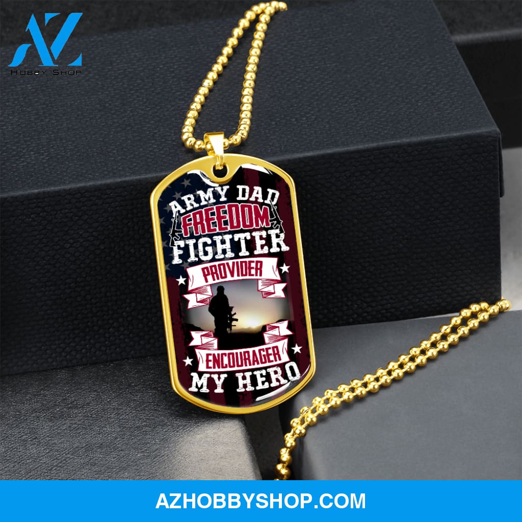 Army DAD My Hero - Graphical Dog Tag & Ball chain (steel)