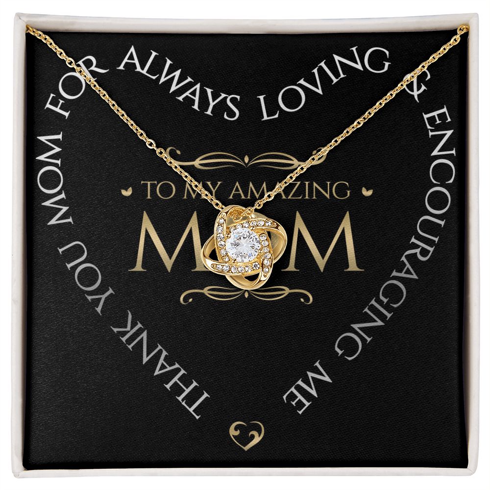 To My Amazing Mom Love Knot Necklace, Thank You Mom, Necklace Gift For Mom