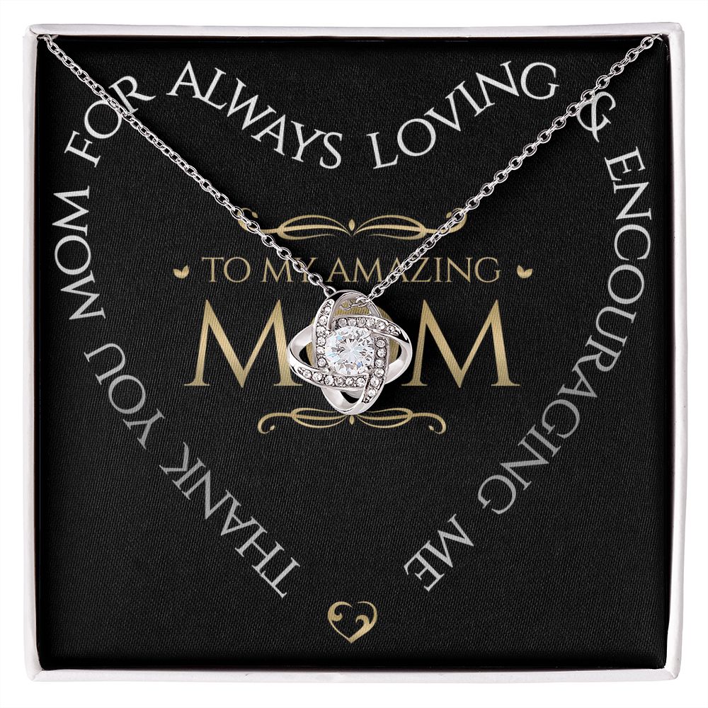 To My Amazing Mom Love Knot Necklace, Thank You Mom, Necklace Gift For Mom