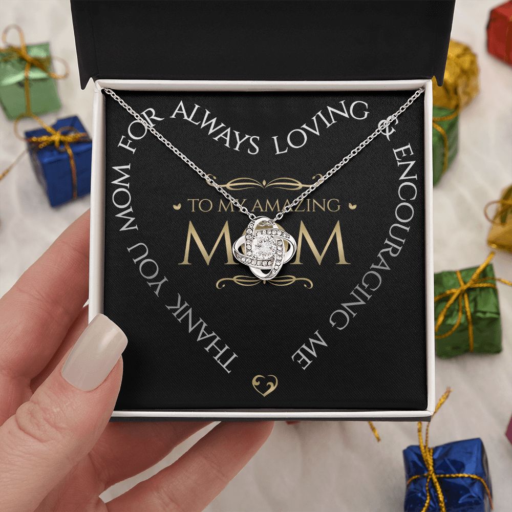 To My Amazing Mom Love Knot Necklace, Thank You Mom, Necklace Gift For Mom