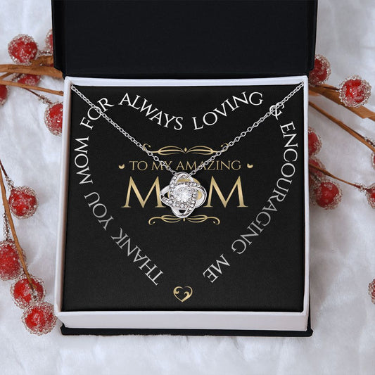 To My Amazing Mom Love Knot Necklace, Thank You Mom, Necklace Gift For Mom