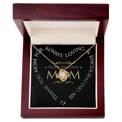 To My Amazing Mom Love Knot Necklace, Thank You Mom, Necklace Gift For Mom