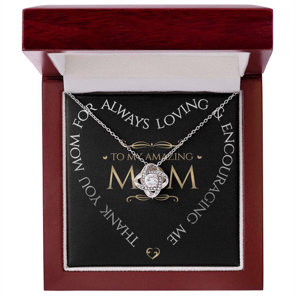 To My Amazing Mom Love Knot Necklace, Thank You Mom, Necklace Gift For Mom