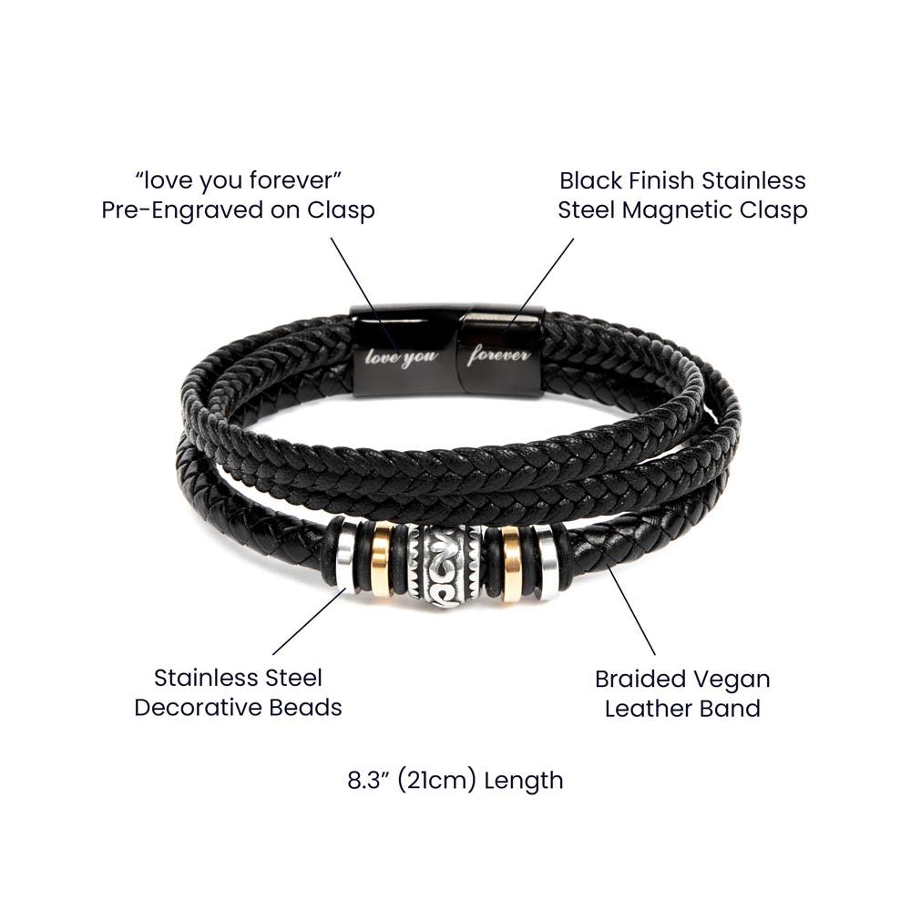 My Son My Hero From Mom Leather Bracelet - Gift Army Son From Mom