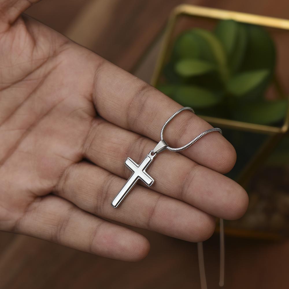 To My Dad Stainless Steel Cross Necklace For Father's Day, Dad Gift From Daughter or Son