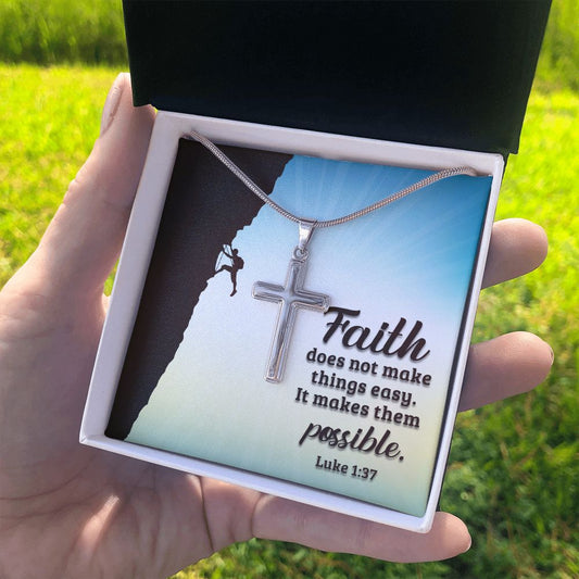 To My Dad Stainless Steel Cross Necklace For Father's Day, Dad Gift From Daughter or Son