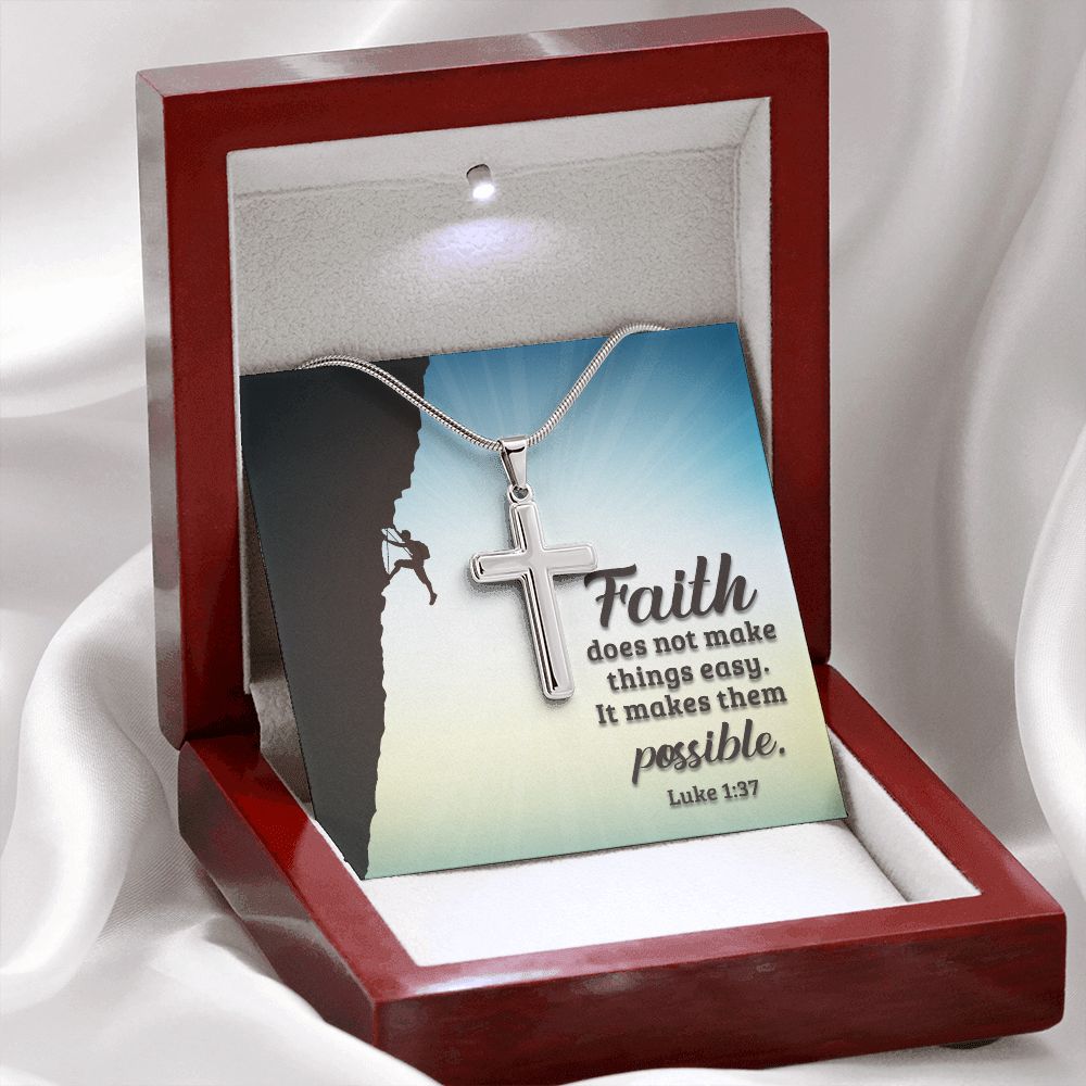 To My Dad Stainless Steel Cross Necklace For Father's Day, Dad Gift From Daughter or Son
