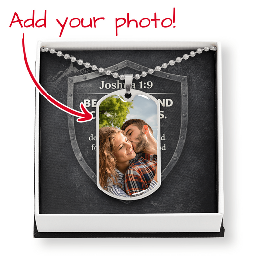Personalized Lion of Faith Christian Dog Tag Necklace for Men