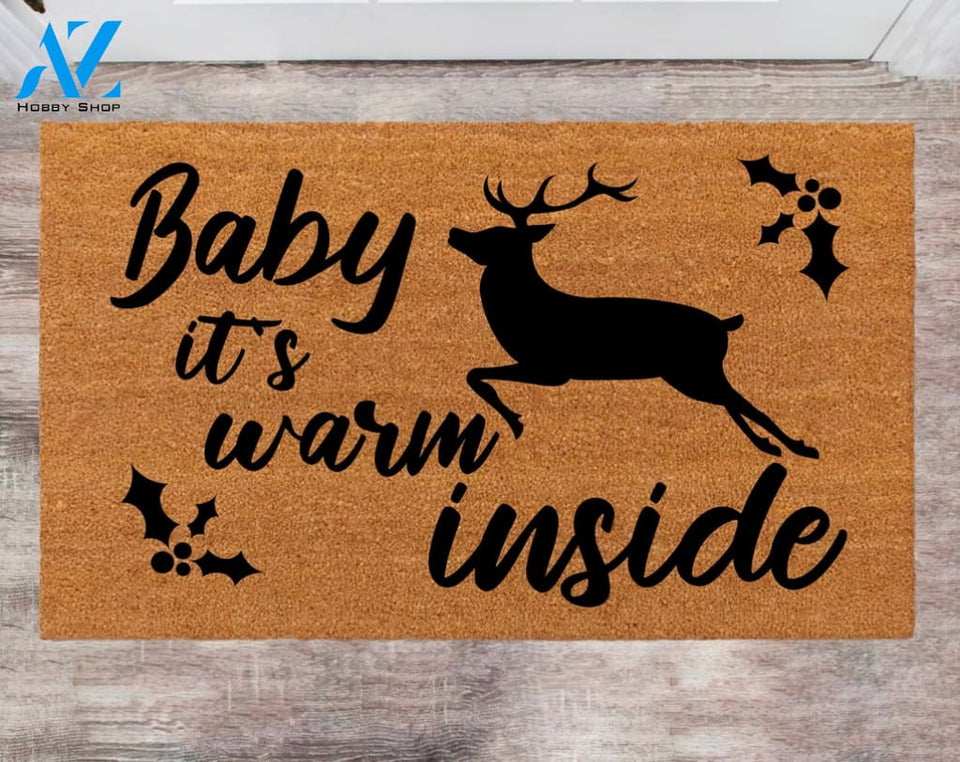 Baby its Warm Inside Funny Front Doormat New Home Owner Last Name Rug Present For Her & Him Porch Decor