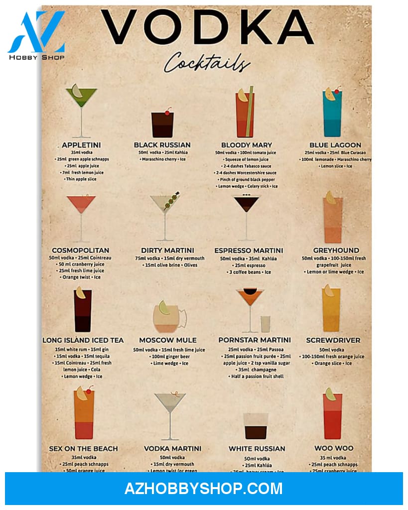 Bartender Vodka Cocktails Poster Wall Decor