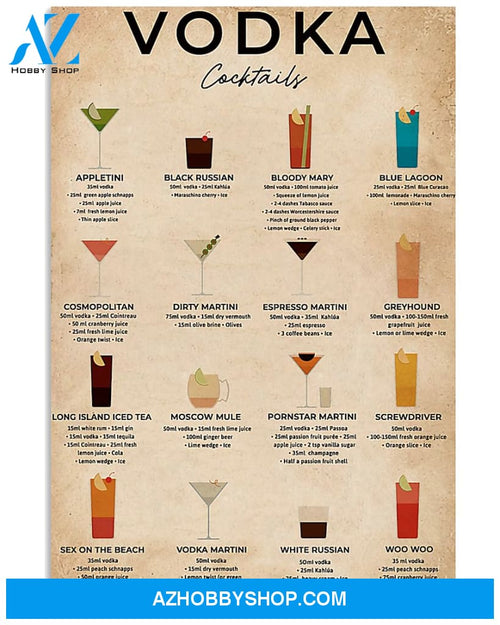 Bartender Vodka Cocktails Poster Wall Decor