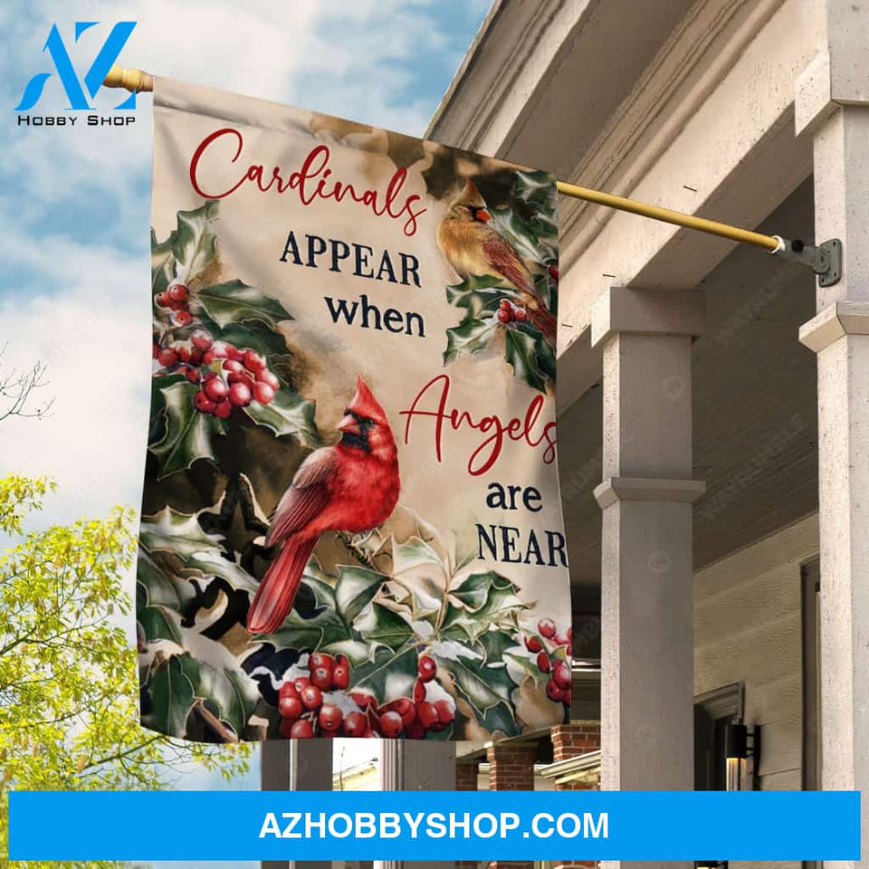 Beautiful cardinal, Frozen cranberry, Cardinal appear when angels are near - Heaven Flag